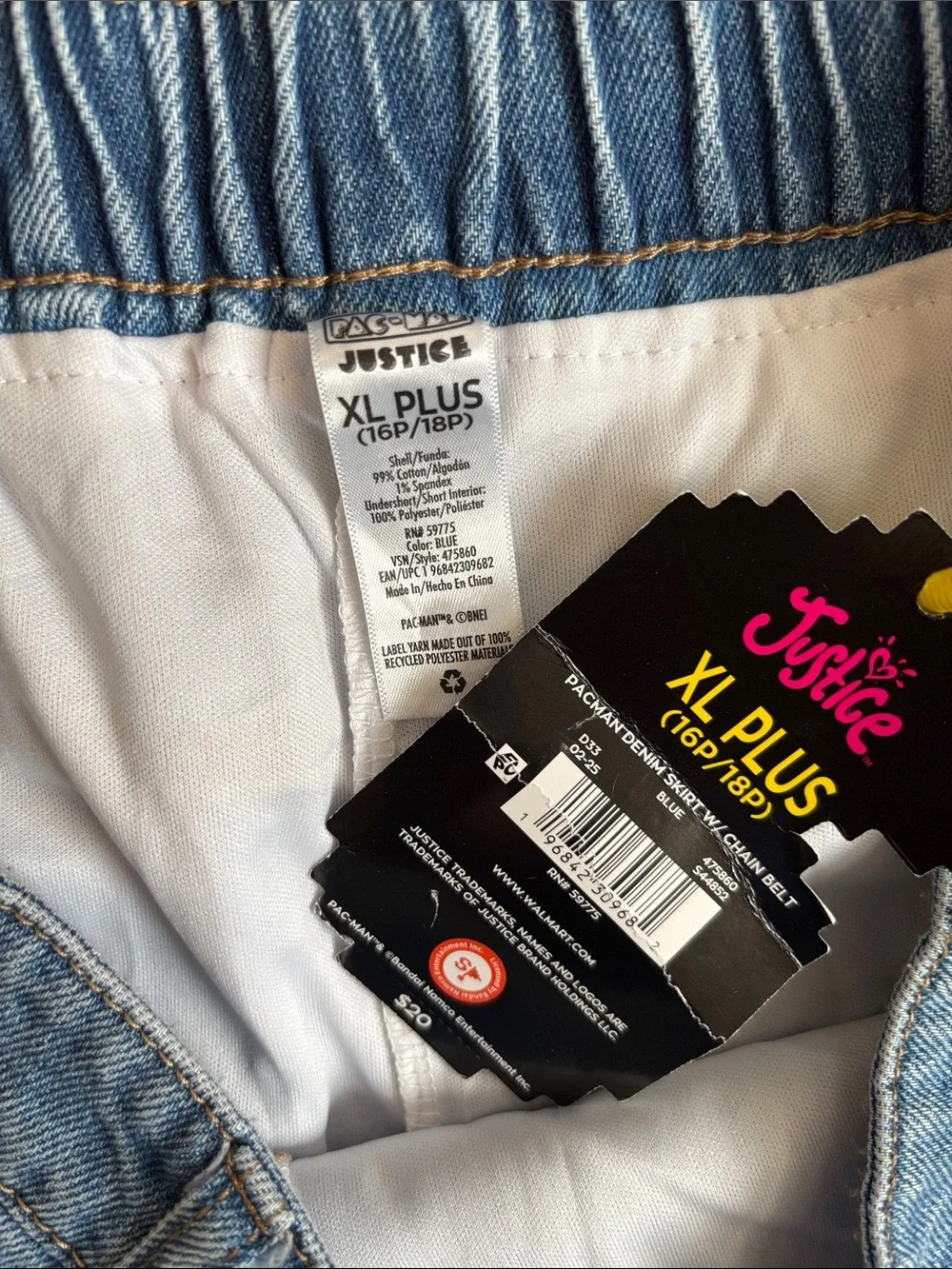 Justice Blue Denim Mini Skirt with Yellow Patch